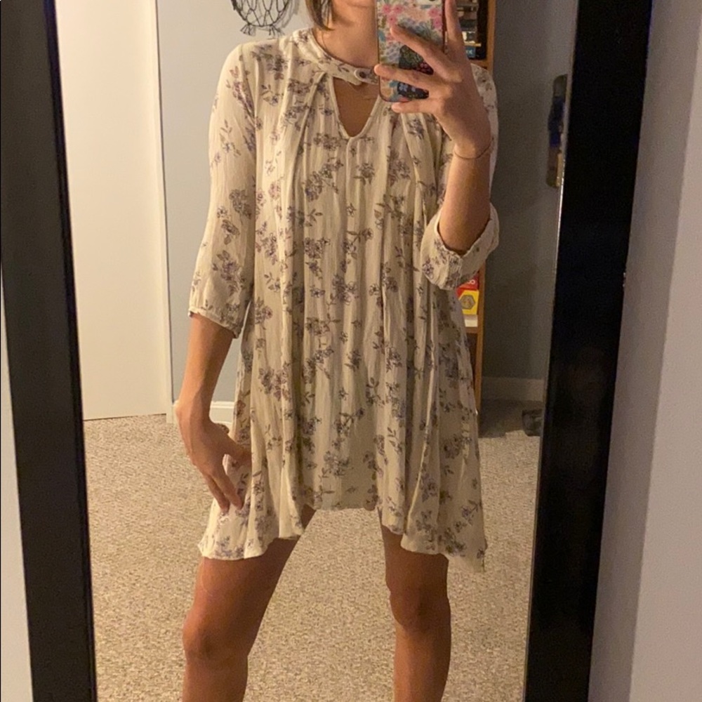 Tan floral dress